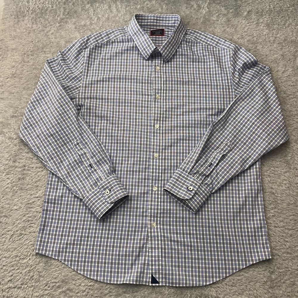 UNTUCKit Shirt Men XL Blue Check Plaid Wrinkle Free Long Sleeve Button Down